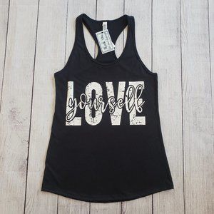 Black "Love Yourself" Racerback Tank Top